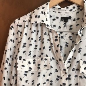 Ann Taylor palm tree camp shirt
